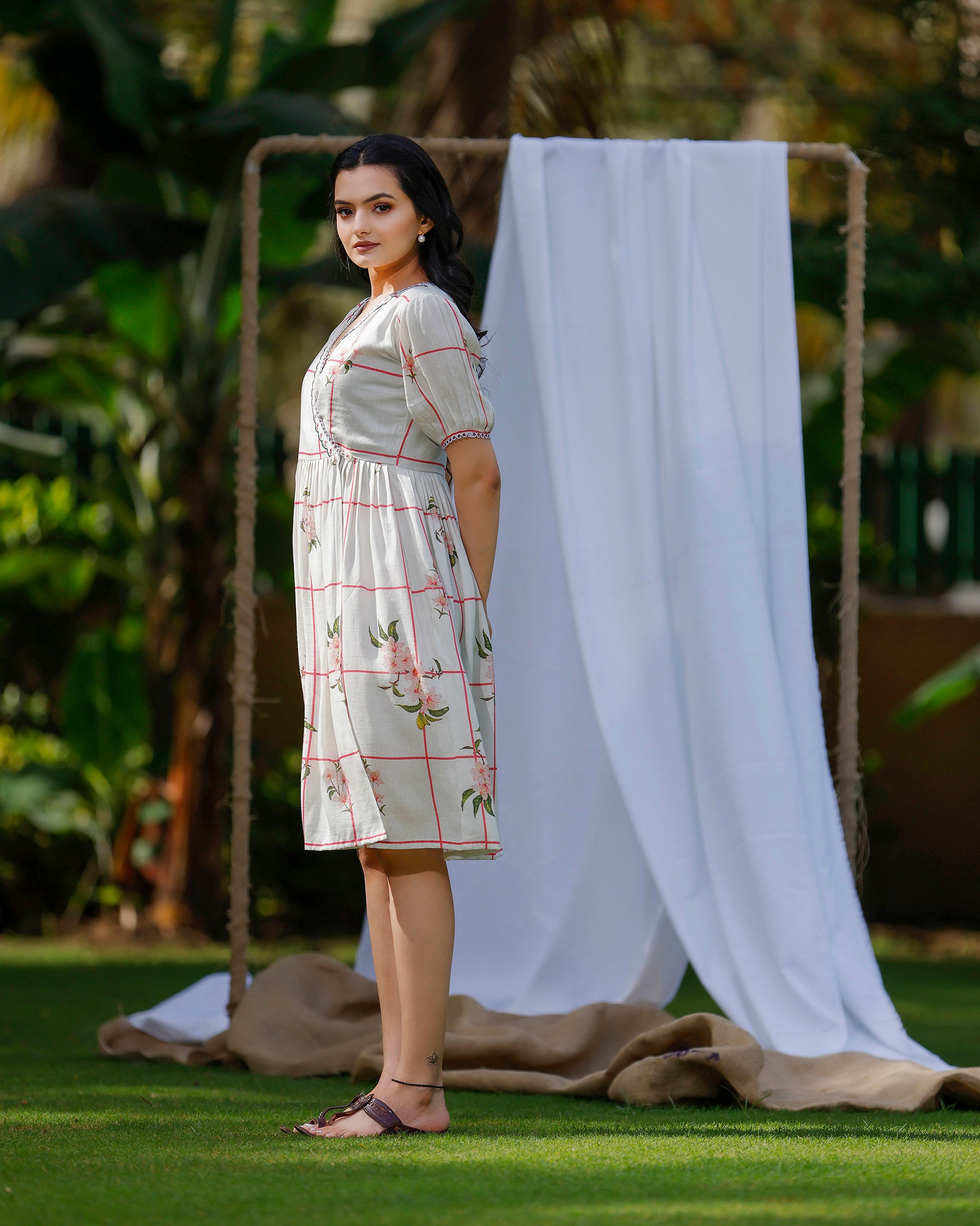 Dove White Dress With Cherry Blossom Print