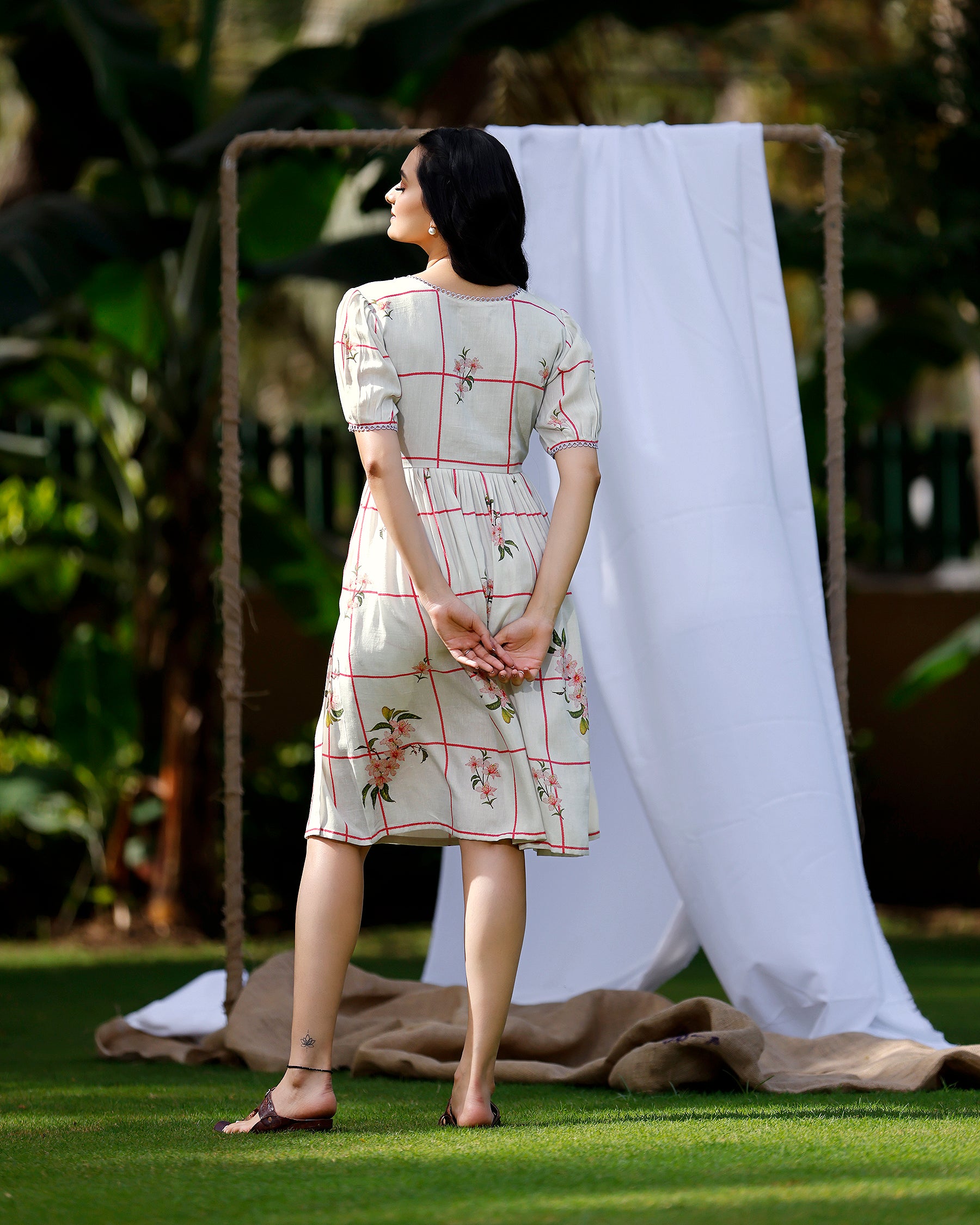 Dove White Dress With Cherry Blossom Print