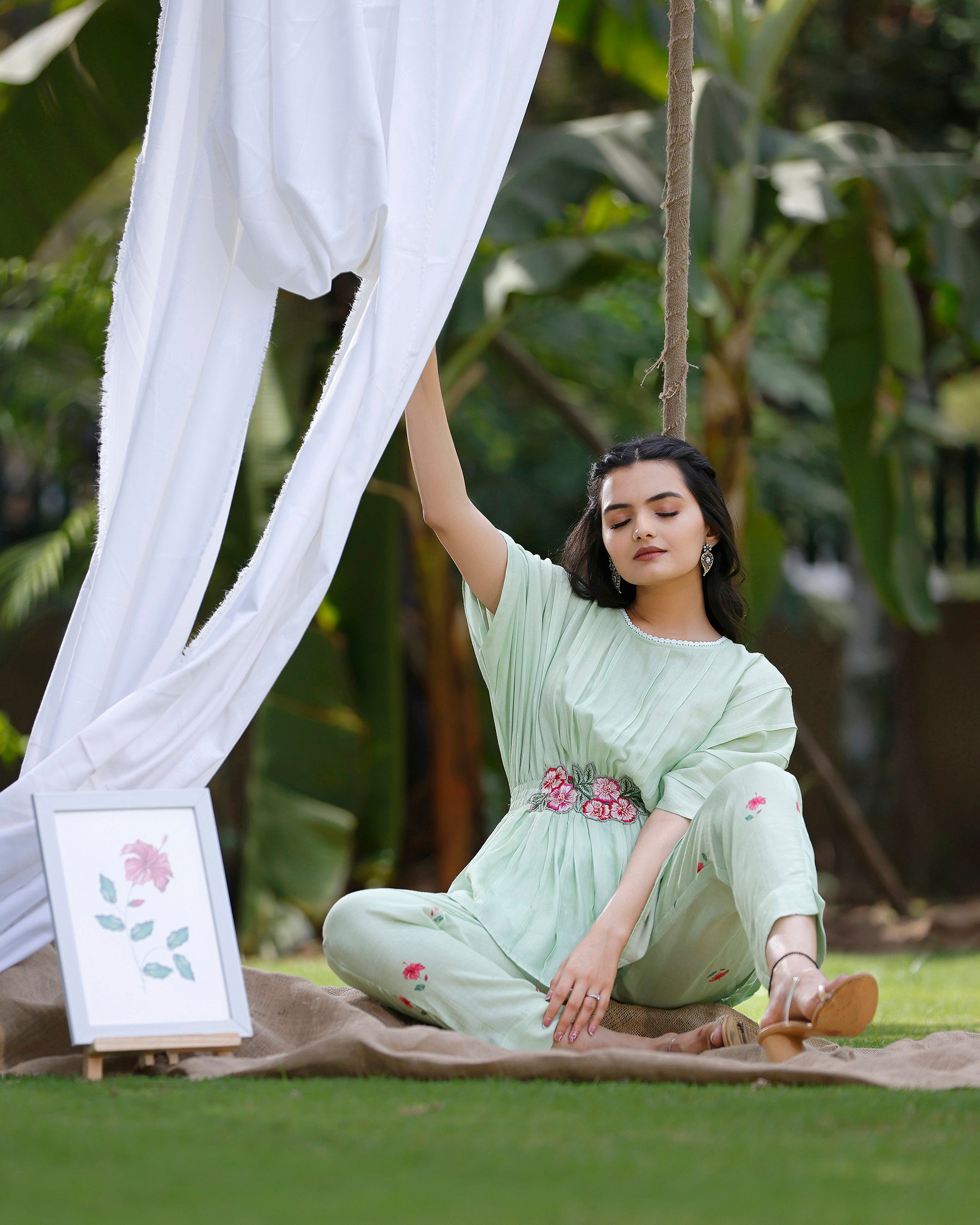 Mint Green Embroidered Co-ord Set